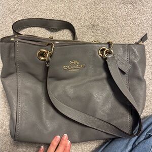Coach Charcoal Leather Shoulder Bag